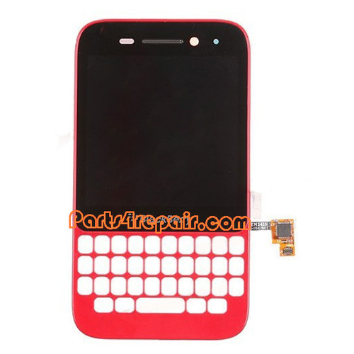 Complete Screen Assembly with Frame for BlackBerry Q5 -Red from www.parts4repair.com