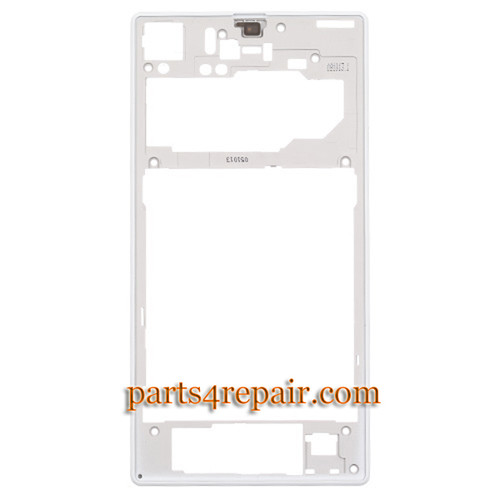 Rear Middle Cover for Sony Xperia Z1 L39H -White from www.parts4repair.com
