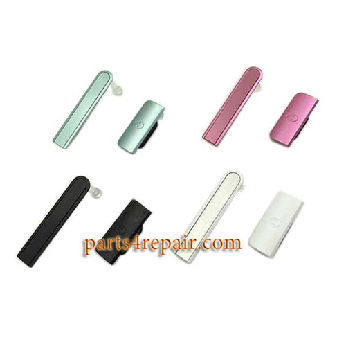 USB Cover and Earphone Cover for Sony Xperia ZR M36H -Pink