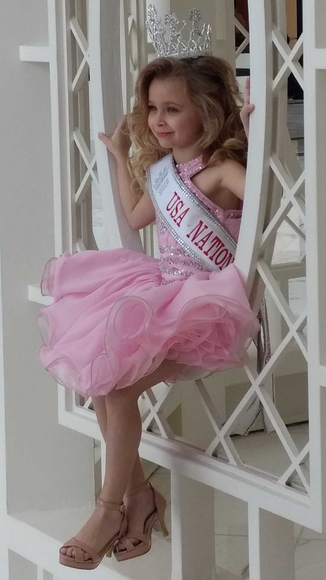 Tweens 2.5" Heels Multitone Nude Ankle Strap Platform Sandals