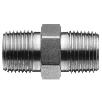 3/8 in. x 3/8 in. Threaded NPT Hex Nipple 4500 PSI 316 Stainless Steel High Pressure Fittings (4027-O-HEX) 3/8 in. x 3/8 in. Threaded NPT Hex Nipple 4500 PSI 316 Stainless Steel High Pressure Fittings (4027-O-HEX)