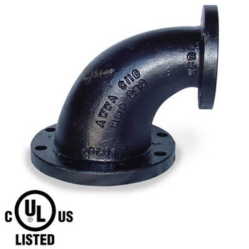 90 Degree Reducing Elbow - 150 LB Ductile Iron Flanged Pipe Fitting
