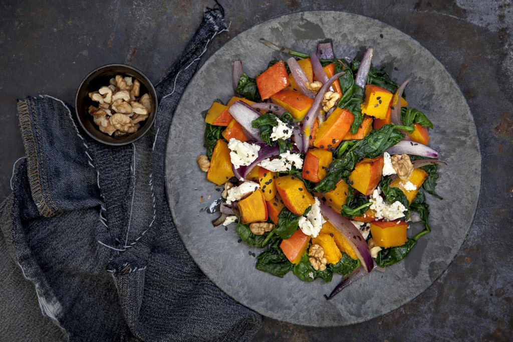 Roasted Squash Salad with Leblanc Walnut Dressing