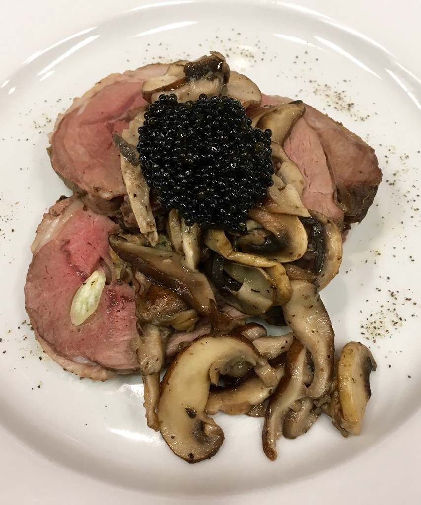 CAVIAR STAR RECIPE #17 - Leg of Lamb with Mushrooms & Hackleback Caviar