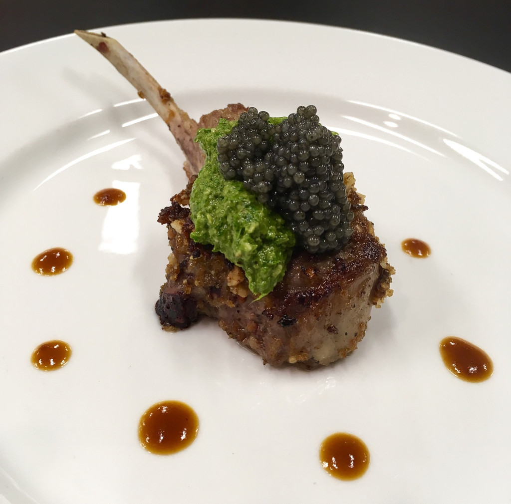 Caviar Star Recipe #20 - Rack of Lamb with Paddlefish Caviar and Arugula Pesto