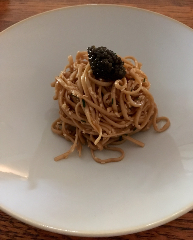 Caviar Recipes - Chinese Sesame Noodles with Kaluga Caviar