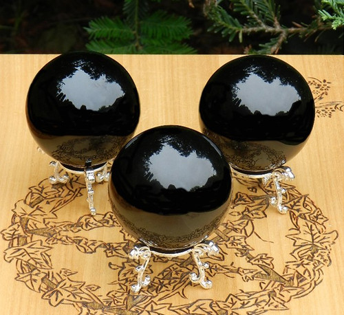 Black Obsidian Gemstone Sphere 2.5 . Protection, Negativity, Stress,