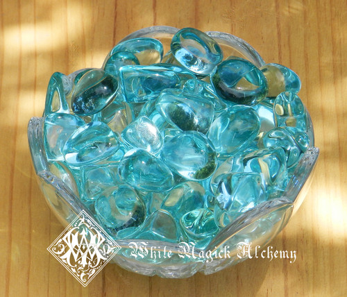 Aqua Blue Obsidian Tumbled Gemstones Large Set of 2 . Truth, Spirituality, Protection