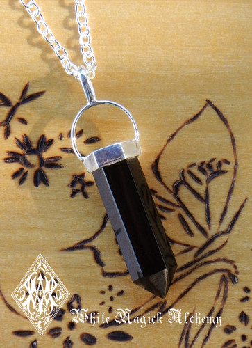 Black Obsidian Pendulum Necklace . Protection, Peace, Negative Energies