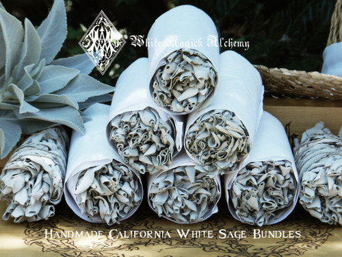 California White Sage Handmade Smudge Wand 6" for Cleansing and Clearing the Home of Negativity, Spiritual Cleansing, Banishing, Protection