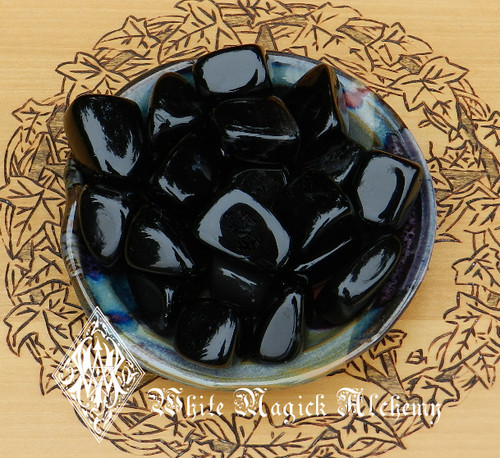 Black Obsidian Tumbled Gemstones Set of 2 . Change, Negativity, Stress