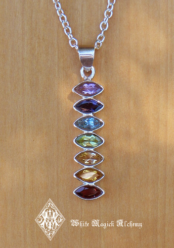 Chakra Sterling Silver Gemstone Marquise Drop Pendant