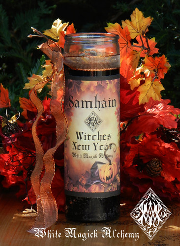Witches New Year Glass Vigil Candle . Samhain, Halloween, Ancestral Workings, New Beginnings