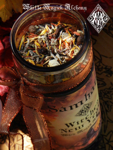 Witches New Year Glass Vigil Candle . Samhain, Halloween, Ancestral Workings, New Beginnings