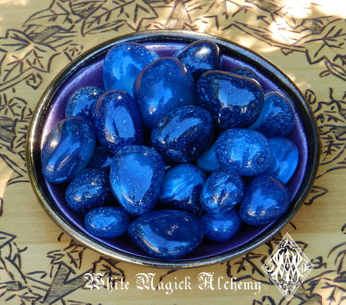 Blue Onyx Tumbled Gemstones Set of 3 Small . Intuition, Strength, Change