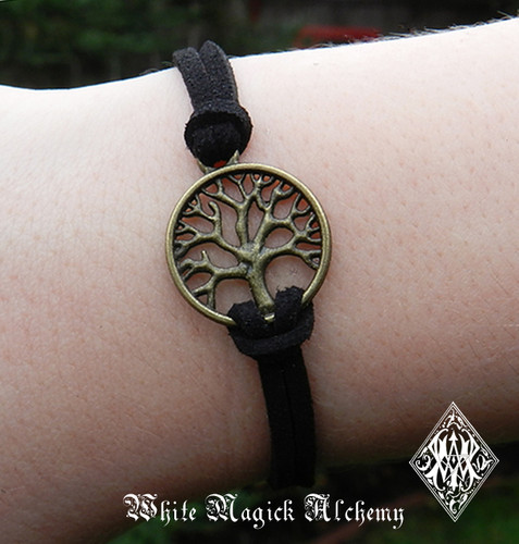 Tree of Life Bracelet Bronze Black Cord Wicca Pagan