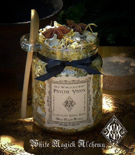 PSYCHIC VISION Proprietary Herbal Spell Blend 8.5 Ounce Jar with Wooden Spoon