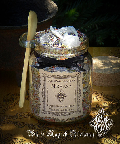 NIRVANA Proprietary Peace & Meditation Herbal Spell Blend 8.5 Ounce Jar with Wooden Spoon