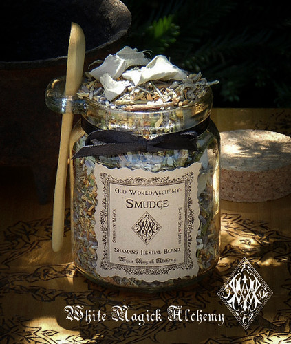 SACRED SMUDGE Proprietary Shamans Herbal Spell Blend 8.5 Ounce Jar with Wooden Spoon