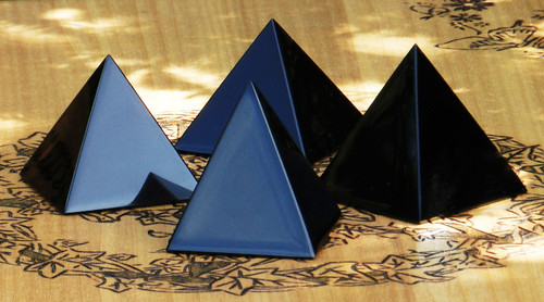 Black Obsidian Crystal Gemstone Pyramid 1.75" . Negative Energies, Stress and Anxiety