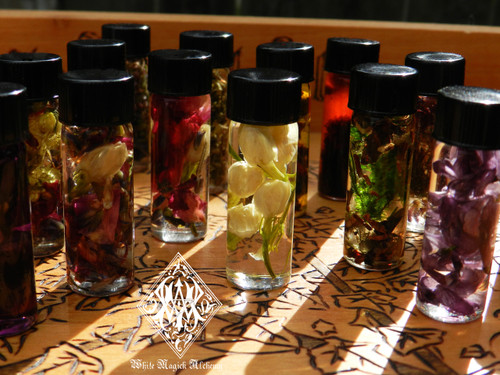 Alchemist Tree Mini Spell Oils with All Organic Herbs, Flowers, Woods, Resins, Crystals and Essential Oils