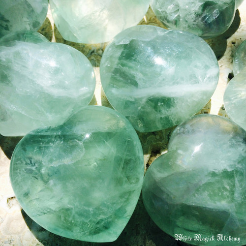 Green Fluorite Gemstone Hearts XXLarge Puffy