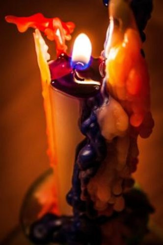 Color Drip Candles . Multi-Color Taper Drip Candles