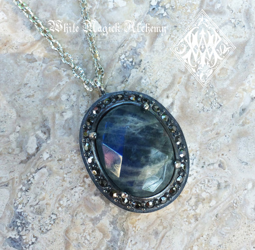 Princess Pendants in Labradorite, Citrine & Amethyst Gemstone Pendants in Silver with Marcasite