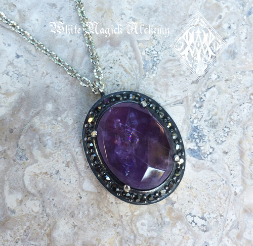 Princess Pendants in Labradorite, Citrine & Amethyst Gemstone Pendants in Silver with Marcasite