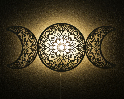 Triple Moon Goddess Hanging Lamp Light