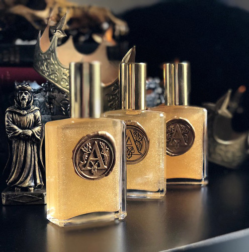 Alchemy Gold™ Alchemy Perfume Potion with Liquid Gold Agarwood, Oud Incense, Black Amber, Saffron Attar, Tobacco & Dark Woods, Gilded in 24 Karat Gold