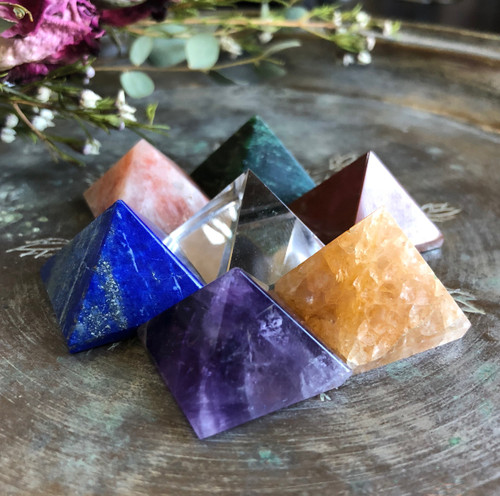 Chakra Pyramid Gemstone Super Set of Seven for Good Health, Positive Energy Flow & Balance