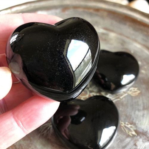 Black Onyx Large Hearts for Intuition, Divination, Change, Balance, Focus & Self Confidence