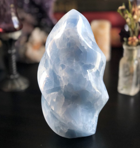 Large Blue Calcite Flame