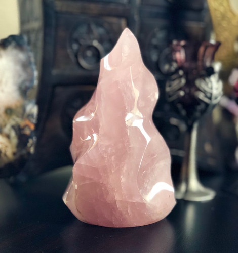 Large Rose Quartz Gemstone Flame