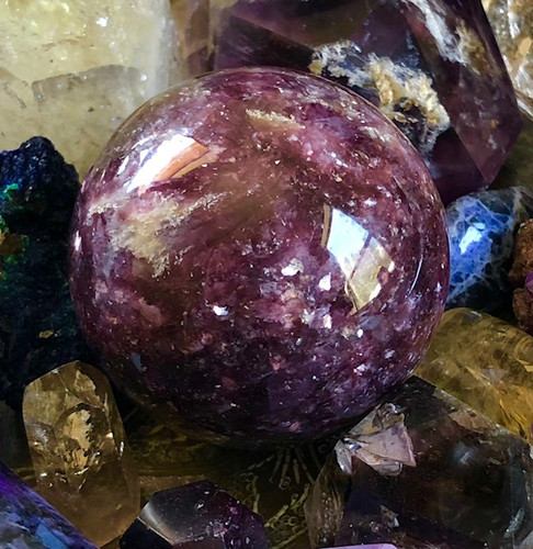 Amazing Dark Lepidolite Sphere