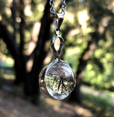 Quartz Crystal Scrying Ball Pendants in Sterling Silver