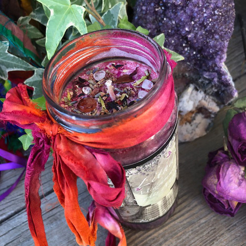 Litha Midsummers Night Magic Glass Vigil Candle . Summer Solstice, Midsummer Magic