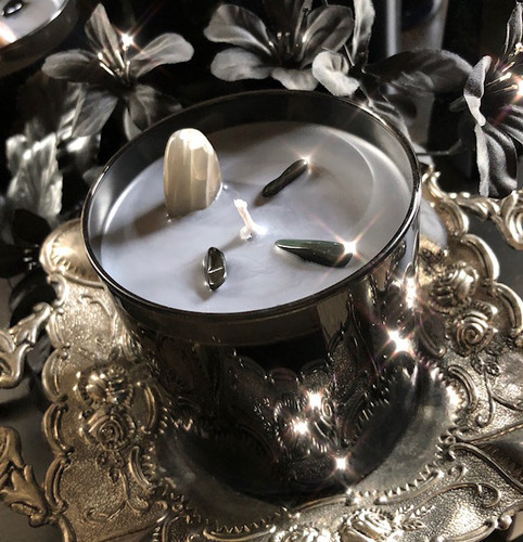 Black Moonstone Alchemy Ritual Candles for Love & Truth Seeking, Moon Goddess Energy 15oz/425 g