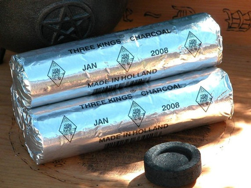 Charcoal Disks . Jumbo 40mm Three Kings for Resin and Incense . For Use in Cauldrons and Incense Vessels