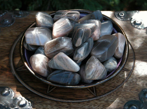 Black Moonstone Tumbled Gemstone Medium Set of 2 ~ Feminine Energy, Protection, Love, Wishes, Peace, Harmony, Divination, Healing