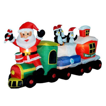 7ft Long Santa Train with Penguins - Inflatable 7ft Long Santa Train with Penguins - Inflatable
