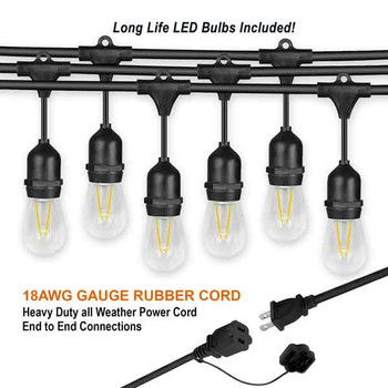 47ft Commercial Patio / Bistro Light Set 36" bulb Spacing 47ft Commercial Patio / Bistro Light Set 36" bulb Spacing