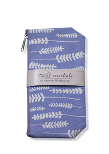 Purple cosmetic bag with white plant design