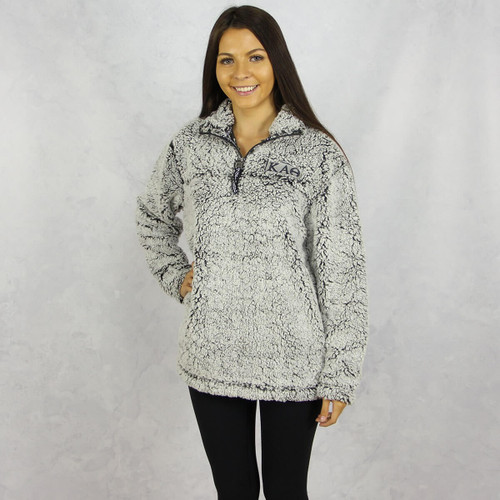 Kappa Alpha Theta Sherpa Quarter Zip Sweatshirt in Gray