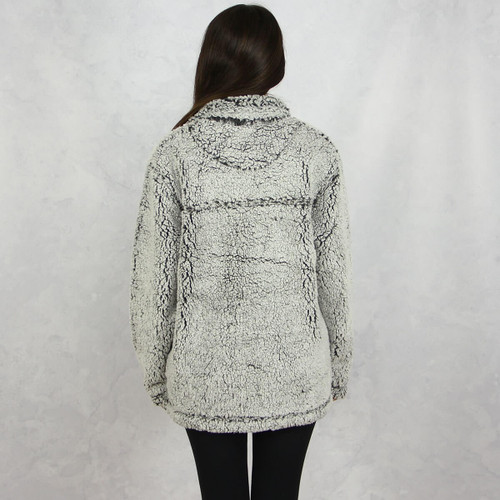 Kappa Alpha Theta Sherpa Quarter Zip Sweatshirt in Gray Back
