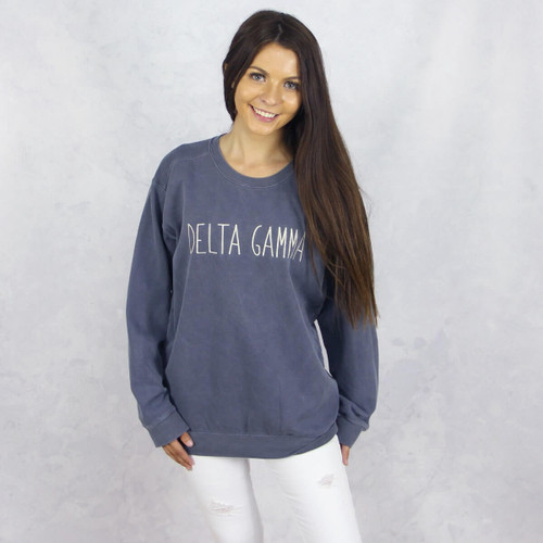 Delta Gamma Embroidered Sweatshirt in Blue by Comfort Colors
