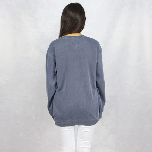 Delta Gamma Embroidered Sweatshirt in Blue by Comfort Colors Back