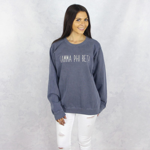 Gamma Phi Beta Embroidered Sweatshirt in Blue by Comfort Colors