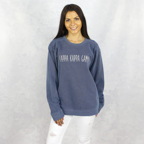 Kappa Kappa Gamma Embroidered Sweatshirt in Blue by Comfort Colors